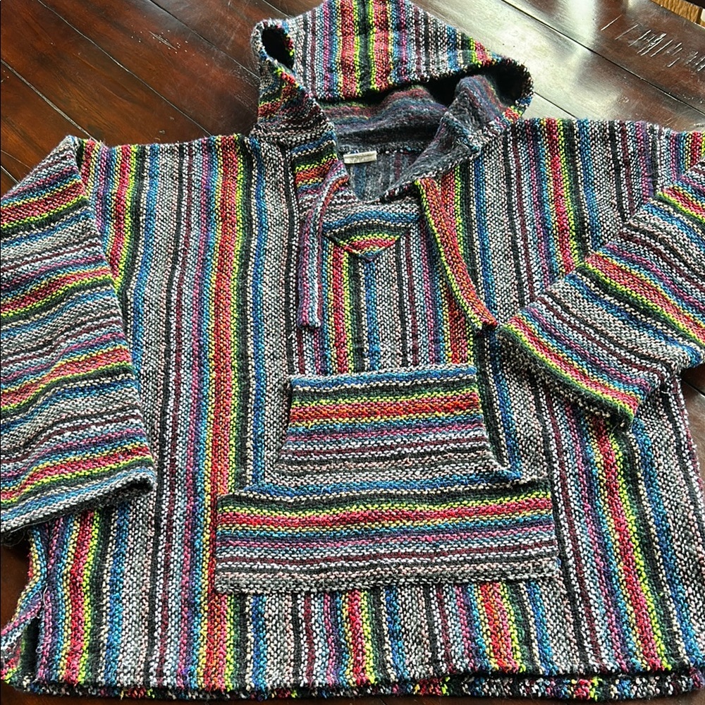 Mexican blanket Baja hoodie, poncho